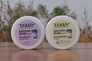 Scented and unscented organic unrefined shea butter